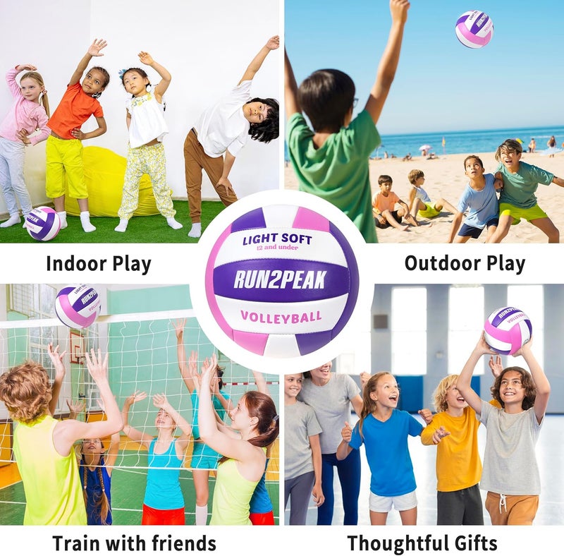 RUN2PEAK Light Soft Volleyball - Light Volleyball Designed for Beginners Kids Youth Teen - Lightweight Volleyballs for Indoor Outdoor Beach Backyard Official Size 5 Training Volley Ball - Image 4